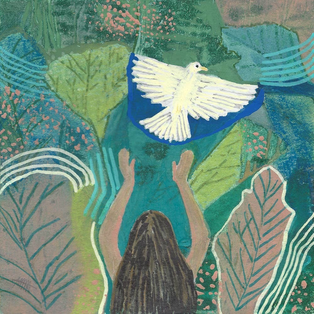 NO TO WAR Giclee Art Print of original painting w/ message of peace square 8x8"​
